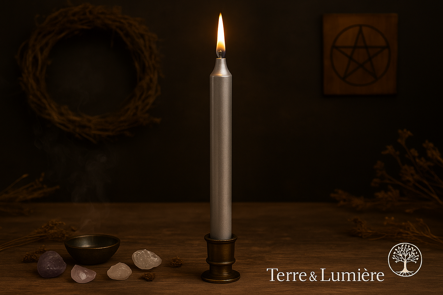 Bougie de Rituel Argentée